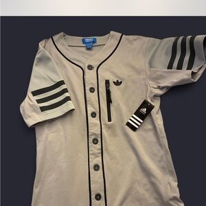 Adidas gGrey Baseball Jersey with Black Accents